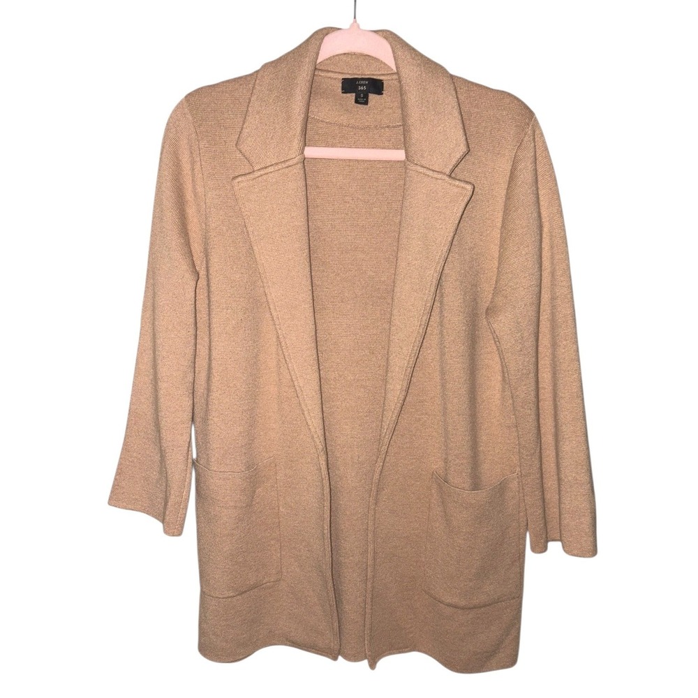 J.Crew 365 Wool Blend Cardigan Jacket Shacket w pockets sz S Camel Tan Color